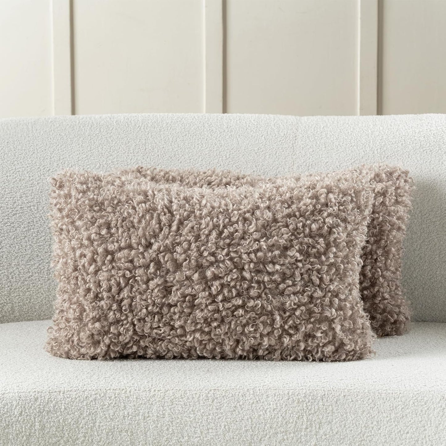 FUTEI Olive Green Decorative Throw Pillow Covers 18x18 Inch Set of 2,Soft Fluffy Faux Wool Fur Boucle Textured Cushion Case,Modern Home Decor for Couch Bed Living Room Office