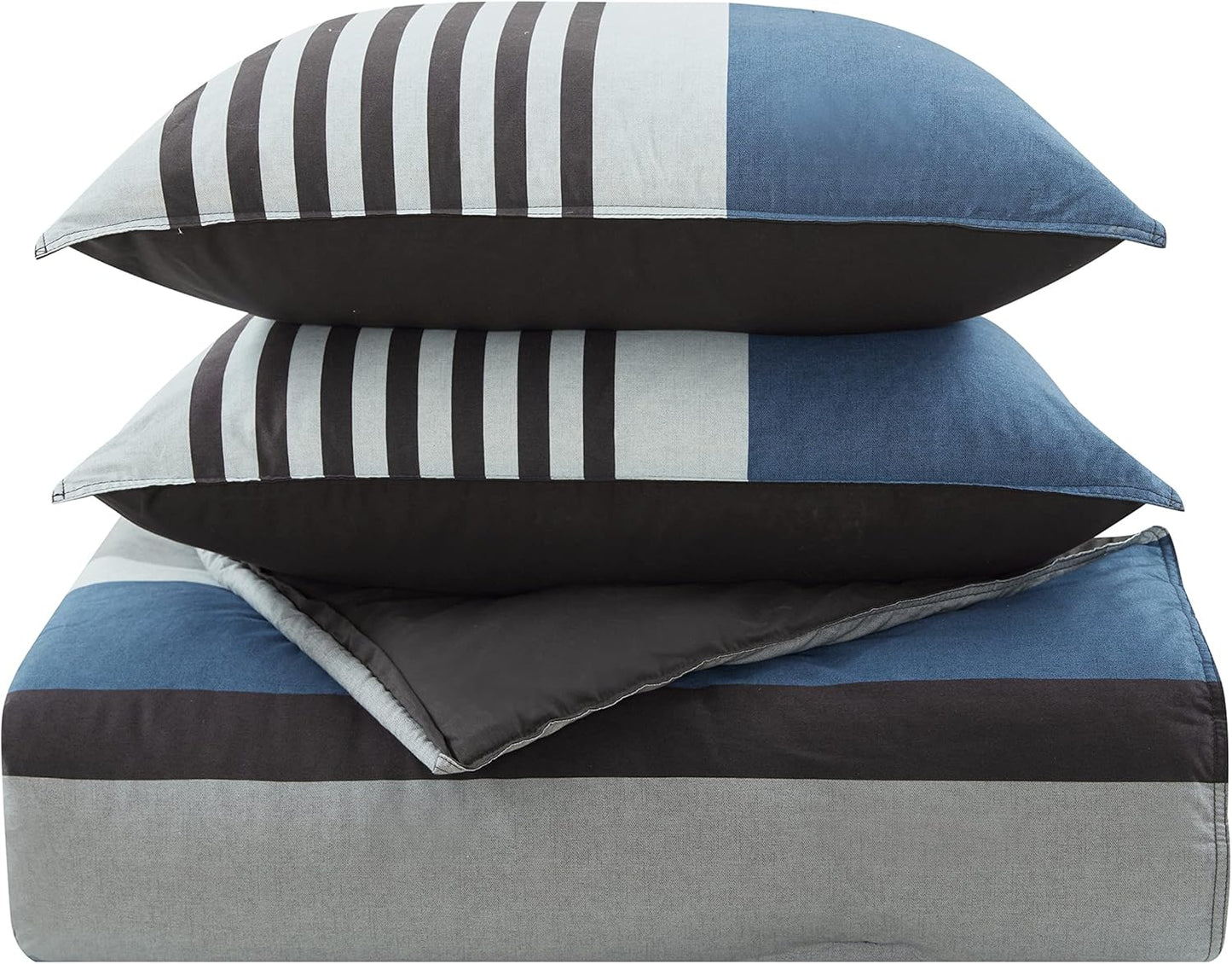 Nautica Duvet Cover Set Cotton Reversible Bedding with Matching Sham, Styligh Home Decor, Twin, Rendon Charcoal/Navy 2 Count