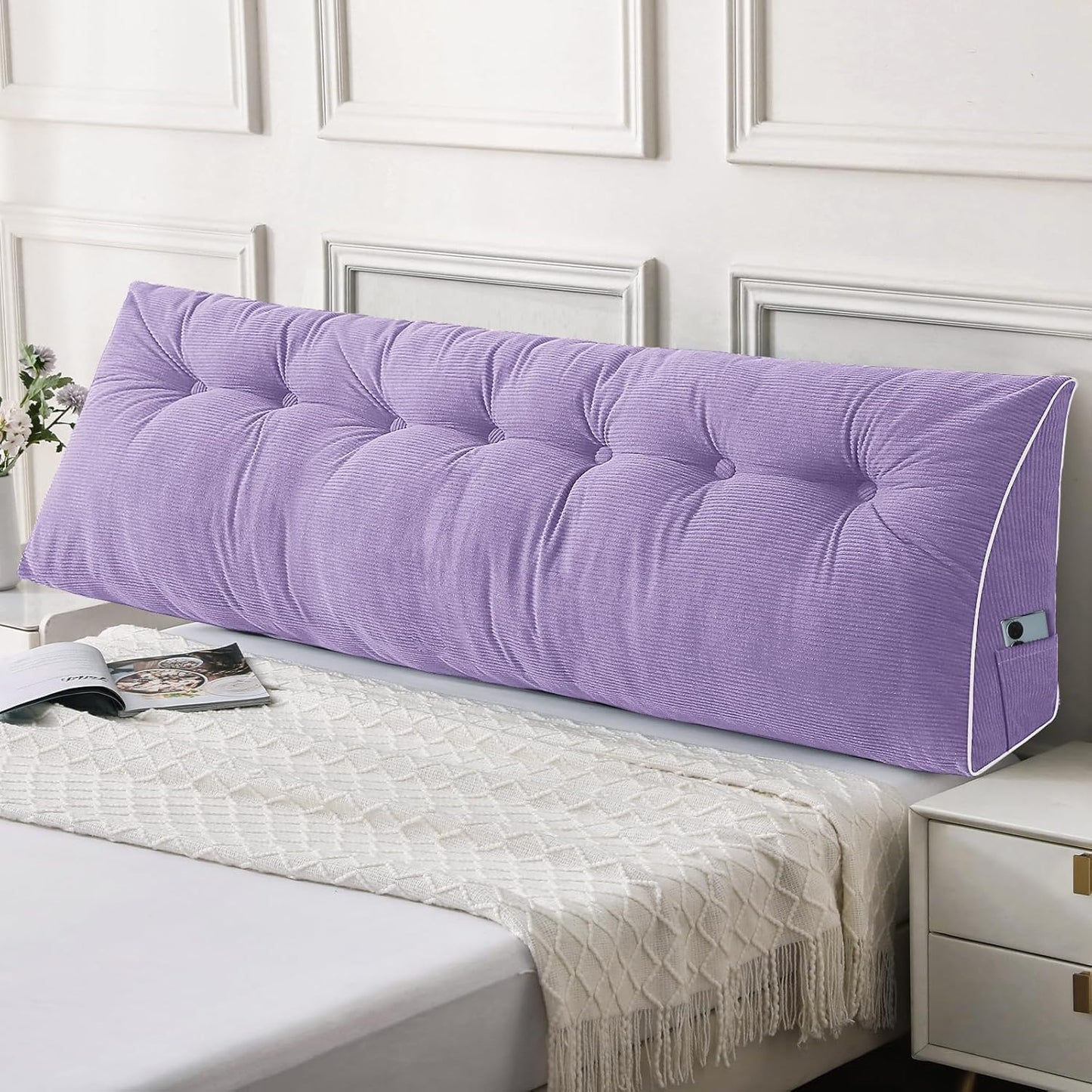 Sasttie Headboard Pillow Queen, Triangular Wedge Pillow Headboard, Wedge Headboard Pillow for Bed Sofa, Daybed Pillows for Sitting up, Reading or Working with Removable Cover, Dark Grey