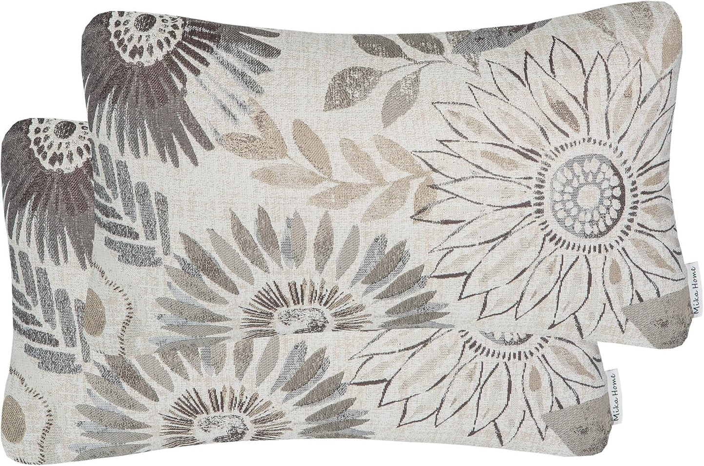 Pack of 2 Decorative Throw Pillows Cases Cushion Cover for Sofa Couch Bed,Sunflower Pattern,20x20 Inches,Blue Cream