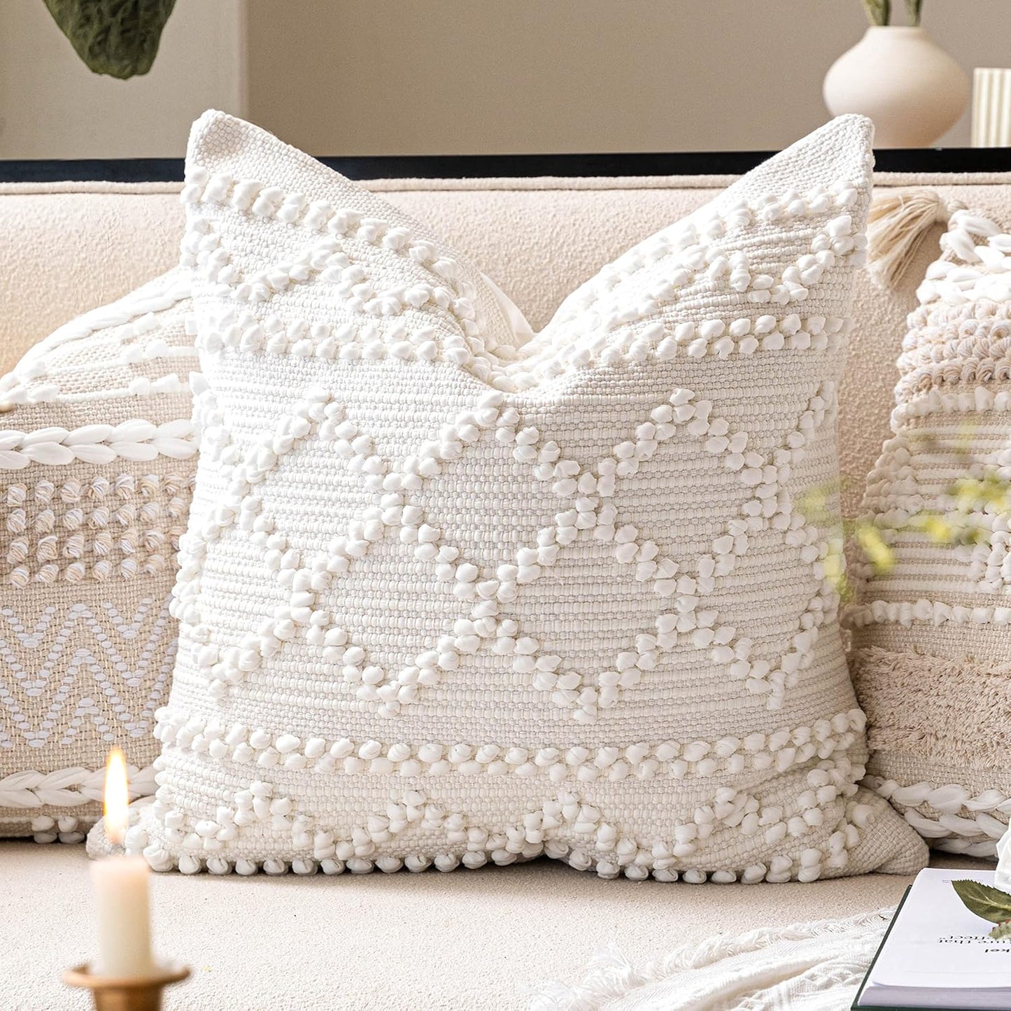 Gray Decorative Lumbar Pillow Cover 14x36, Boho Long Throw Pillow for Bed, Accent Lumbar Throw Pillow Case, Modern Farmhouse Textured Lumbar Cushion (Cover ONLY)