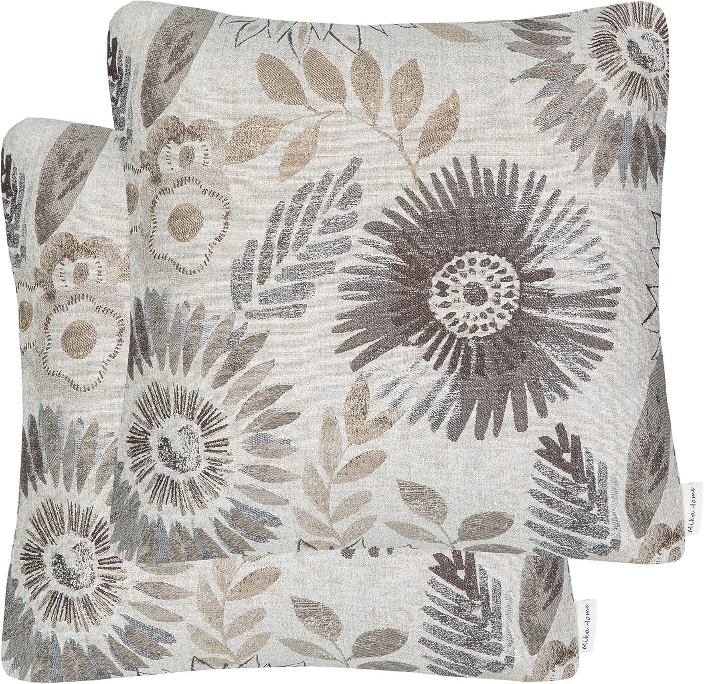 Pack of 2 Decorative Throw Pillows Cases Cushion Cover for Sofa Couch Bed,Sunflower Pattern,20x20 Inches,Blue Cream